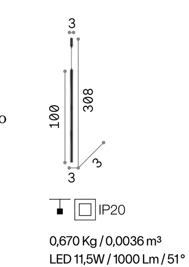 Ideal lux ultrathin sp d100 round nero lampadario cilindro led 11,5w 3000k