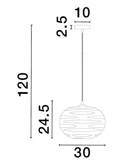 Lampada a sospensione vetro decorato grigio