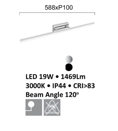 Applique nero per specchio da bagno orientabile led 3000k 19w