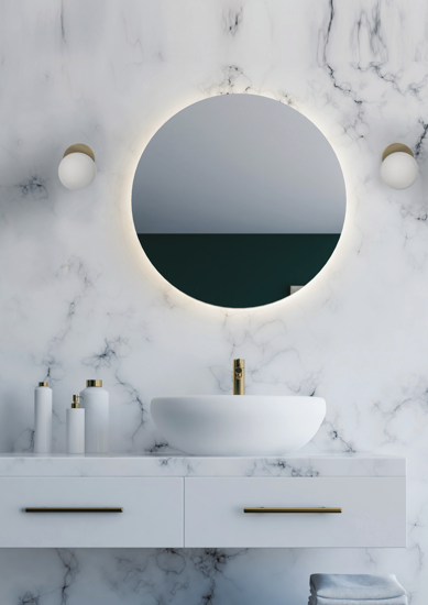 Applique bagni sfera in vetro bianco metallo ottone ip44