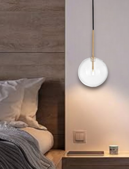 Equinoxe sp1 d15 ottone ideal lux lampadario da comodino sfera vetro