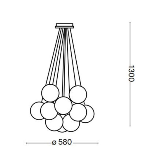 Mapa plus sp11 ideal lux lampadario 11 luci sfere sospensioni vetro bianco