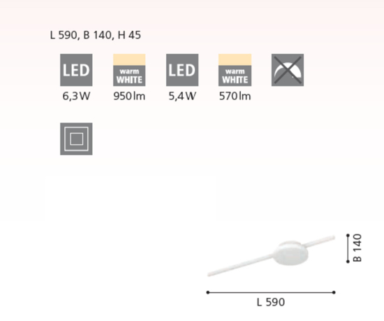 Applique bacchetta led 11w 3000k bianca moderna