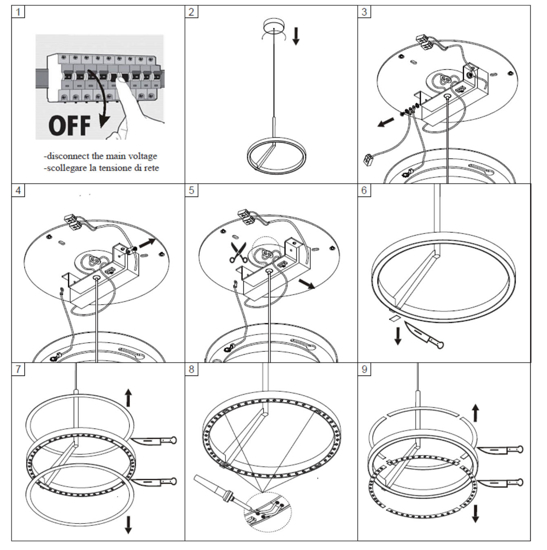 Lampada a sospensione moderna bianca vivida meridiana led 17w 3000k 4000k dimmerabile