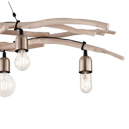 Ideal lux driftwood sp6 sospensione per casa in montagna 6 luci rami di legno