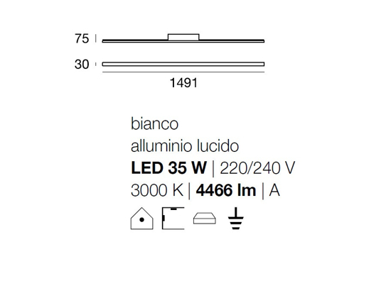 Xilema stilnovo applique led 35w 3000k moderna alluminio