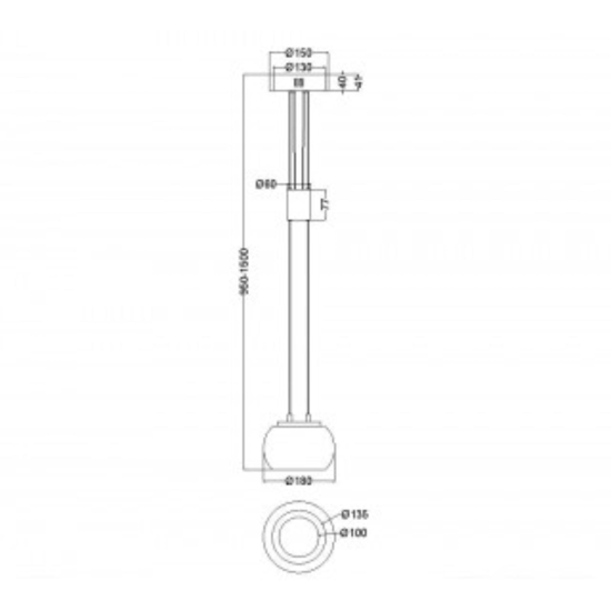 Lampada a sospensione nero vetro fum&egrave; led 8w 3000k dimmerabile per isola cucina