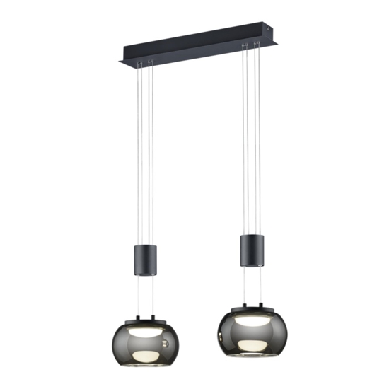 Lampadario a sospensione 2 luci per cucina nero led 16w 3000k dimmerabile