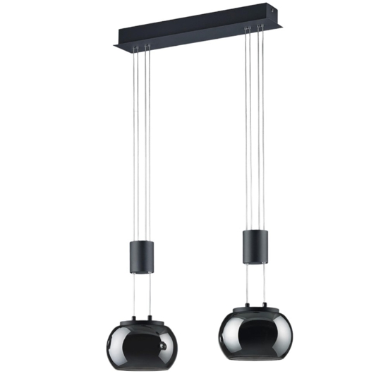 Lampadario a sospensione 2 luci per cucina nero led 16w 3000k dimmerabile