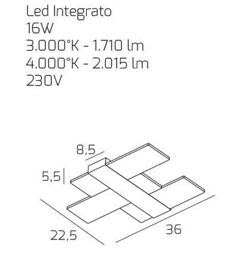 Toplight flight applique led 3000k e 4000k bianca moderna per soggiorno