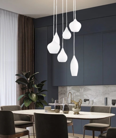 Soft sp6 lampada a sospensione isola cucina bianca moderna ideal lux