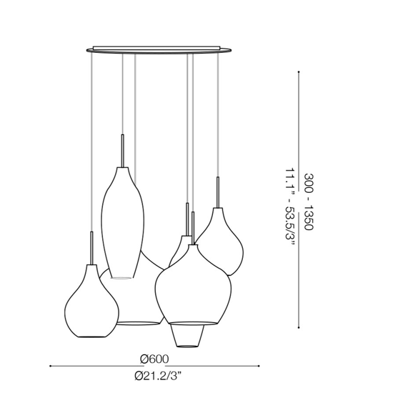 Ideal lux soft sp6 fume lampadario 6 luci vetri