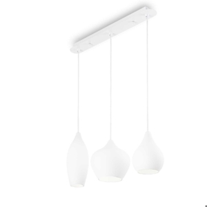 Soft sp3 lampada a sospensione per isola cucina tre luci vetri bianchi ideal lux