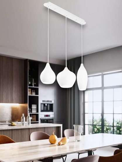 Soft sp3 lampada a sospensione per isola cucina tre luci vetri bianchi ideal lux