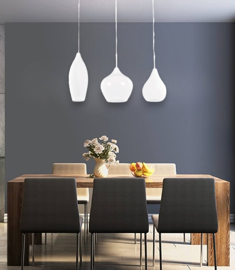 Soft sp3 lampada a sospensione per isola cucina tre luci vetri bianchi ideal lux