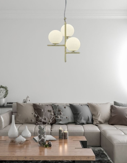 Lampadario a sospensione oro ottone stile contemporaneo