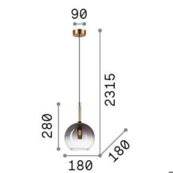 Lampada a sospensione empire sp1 sfera ideal lux vetro fume&apos;