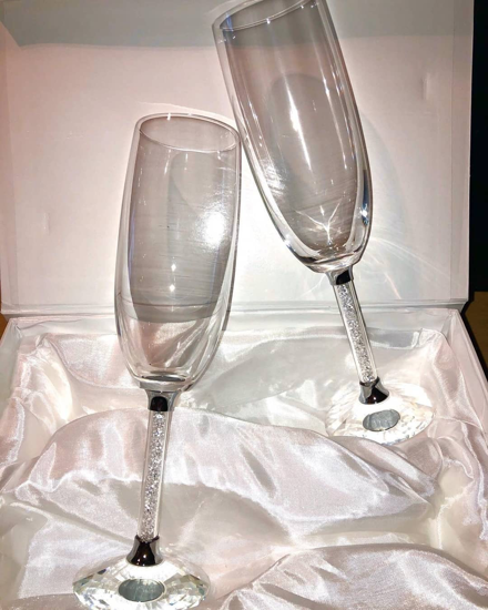 Flute champagne coppia di bicchieri calici di vetro cristallo