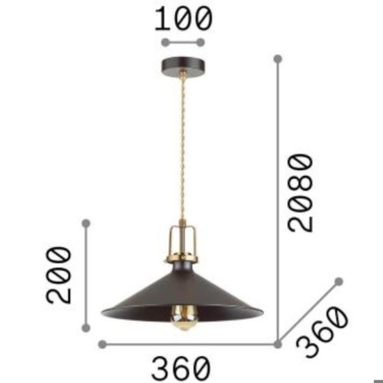 Ideal lux eris-4 sp1 lampada a sospensione industrial disco nero cavo allungabile