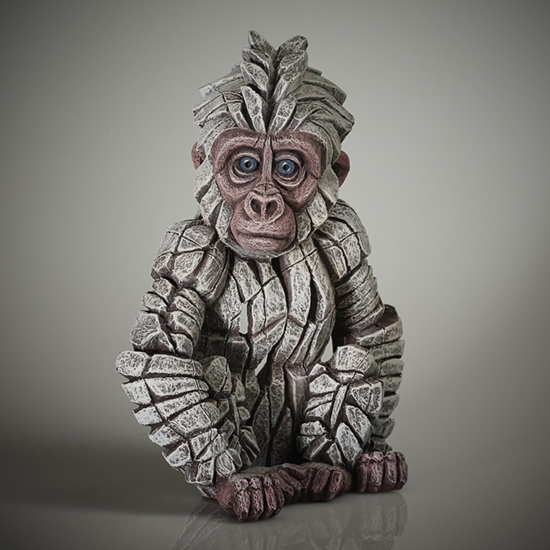 Scultura da tavolo baby gorilla fiocco di neve edge