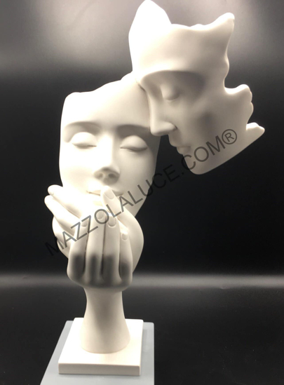 Bongelli preziosi scultura moderna volti face bianco argento