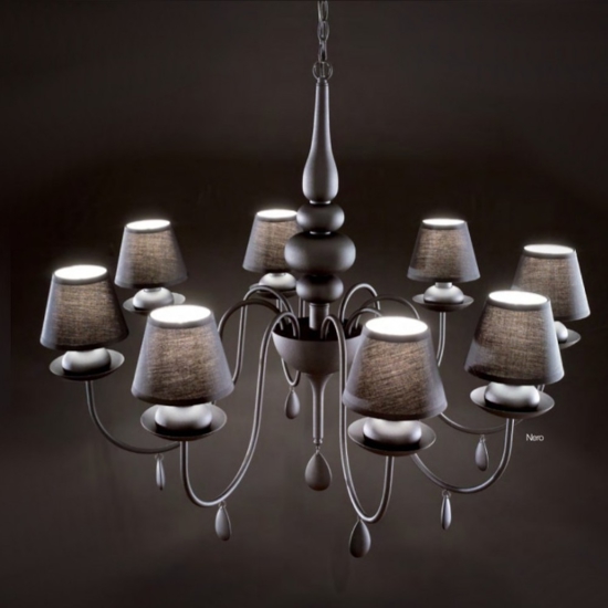 Blanche sp6 ideal lux lampadario chabby chic nero sei luci