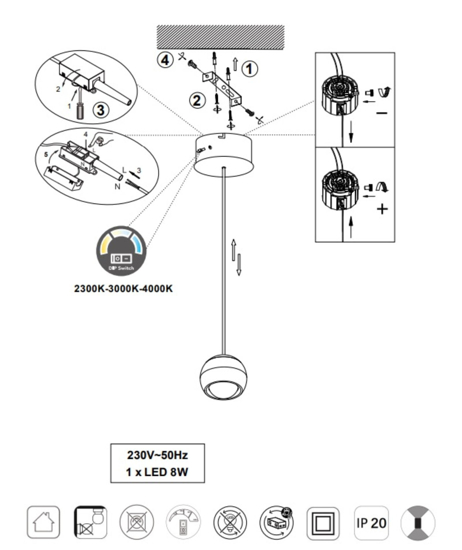 Lampada pendente a sospensione sfera nero caffe led dimmerabile