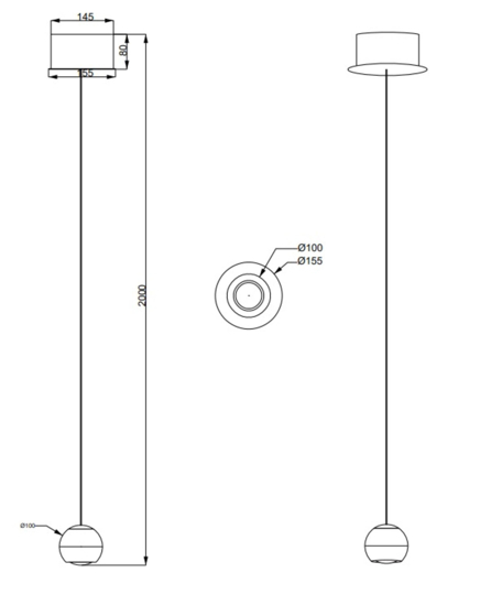 Lampada pendente a sospensione sfera nero caffe led dimmerabile