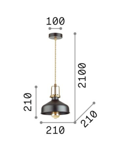 Ideal lux eris-1 sp1 lampada a sospensione vintage nera ccavo estendibile