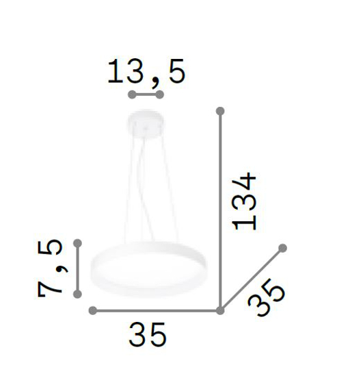 Ideal lux fly lampada moderna a sospensione rotonda per ingresso led 18w 3000k