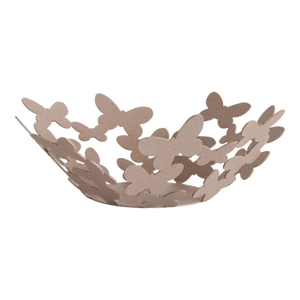 Centrotavola farfalle beige porta frutta di metallo