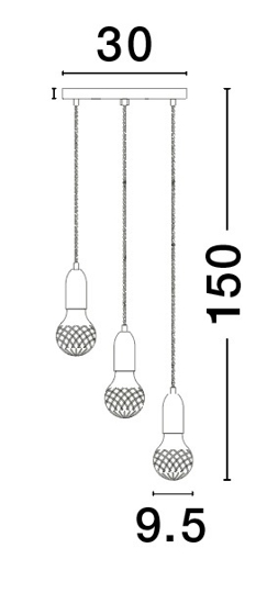 Lampadario sospensione oro grappolo 3 luci per soggiorno