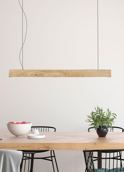 Lampadario di legno per tavolo soggiorno led 18w 3000k