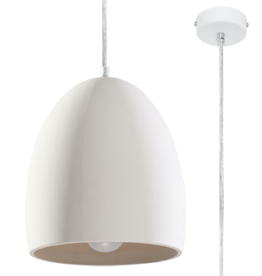 Lampada a sospensione per cucina cupola gesso bianco