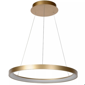 Lampadario moderno cerchio oro anello led 48w 2700k dimmerabile