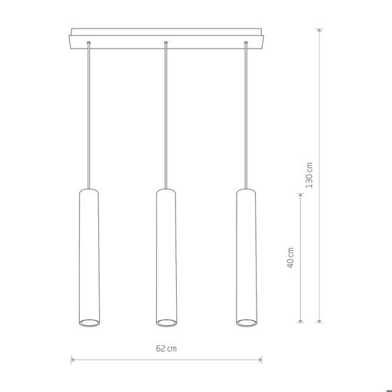 Lampadario sospensione da cucina tre luci cilindri bianco