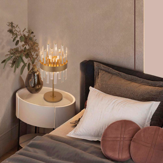 Lampada da comodino oro con cristalli stile contemporaneo