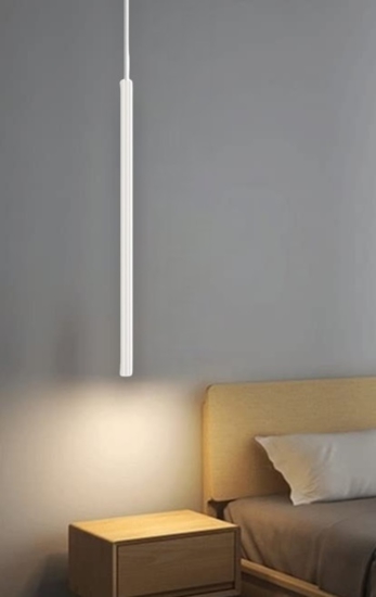 Lampadario a sospensione da comodino cilindro bianco per camera da letto