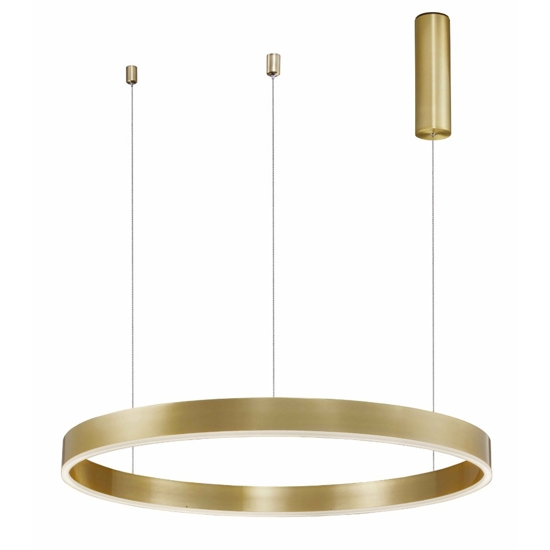 Lampadario sospensione anello oro 80cm led 48w 3000k dimmerabile