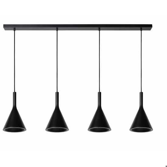 Lampadario a sospensione di ceramica 4 luci nera per tavolo