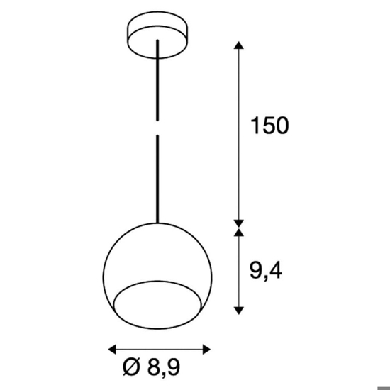 Lampada a sospensione per comodino camera da letto sfera nera