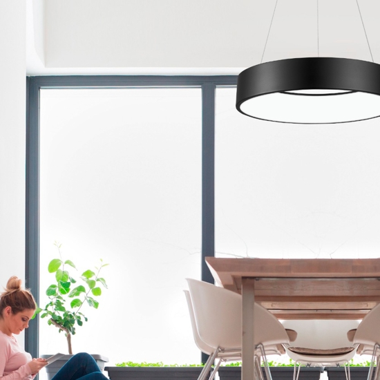 Lampadario nero cerchio 60cm sospensione led 42w 3000k rotondo