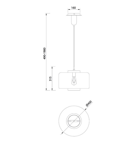 Lampada moderna a sospensione per cucina in vetro colore grafite design