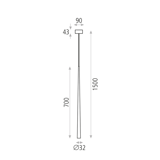 Lampada pendente per isola cucina cono nero led 5w 3000k