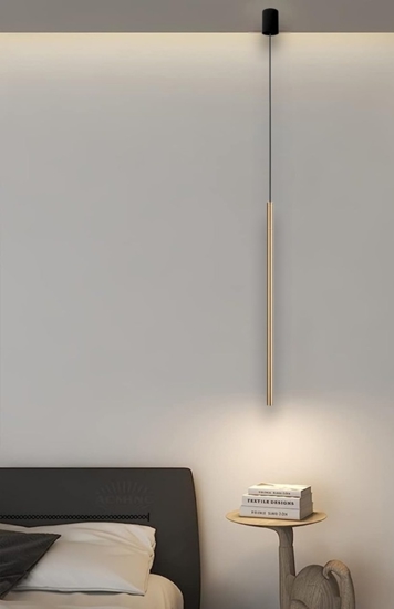 Lampada dorata per camera da letto cilindro oro satinato 75cm