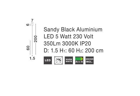 Lampadario per comodino camera da letto led 3000k cilindro nero