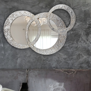 Specchio da parete design cerchi 74x50 argento oro anticato decorativo