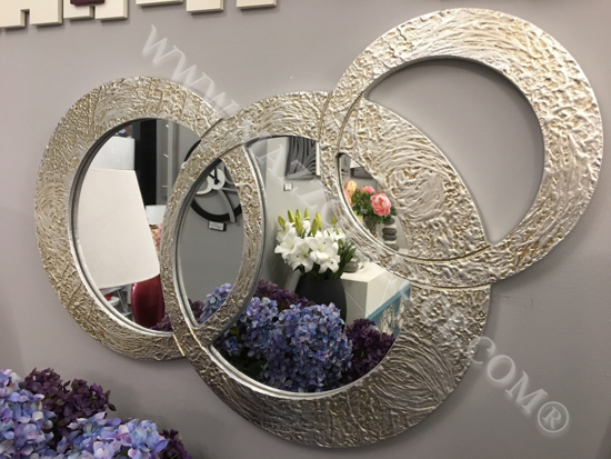 Specchio da parete design cerchi 74x50 argento oro anticato decorativo