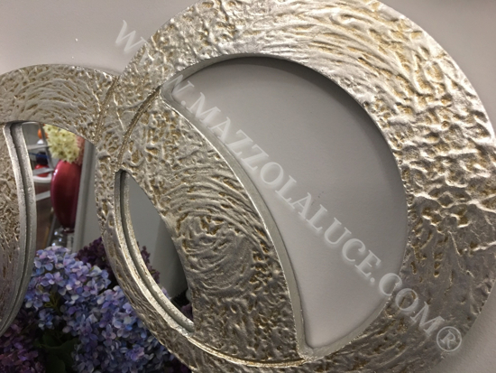 Specchio da parete design cerchi 74x50 argento oro anticato decorativo