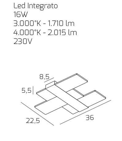 Flight toplight applique led 3000k 4000k grigio silver